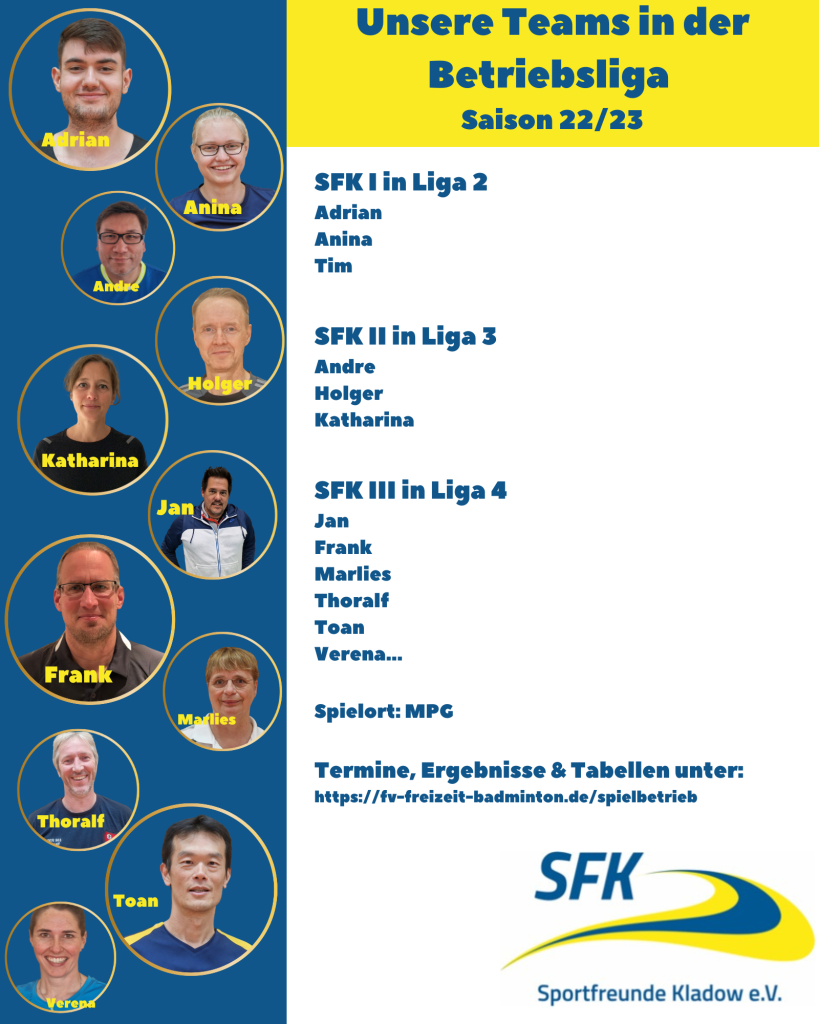 Betriebsliga Teams Badminton in Spandau